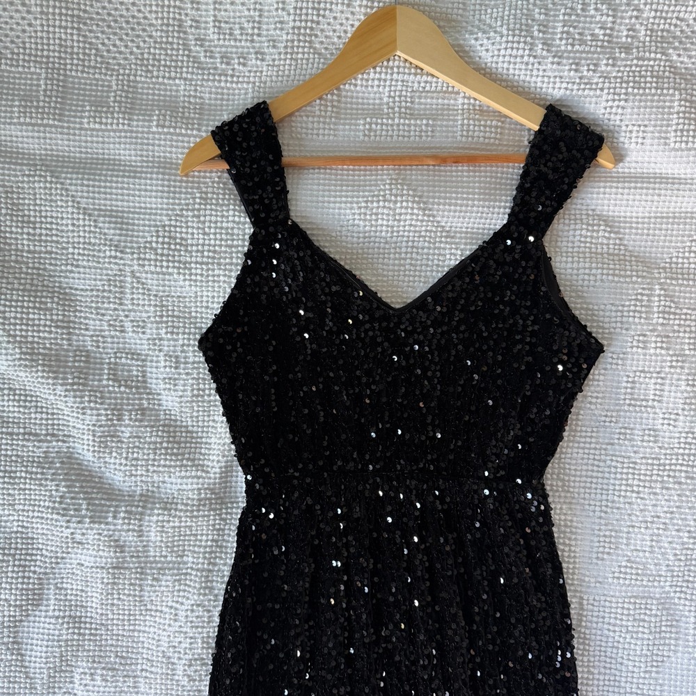 Baltic Born Dress Monroe Sequen Maxi Gown Black Womens Size Medium - Picture 8 of 15